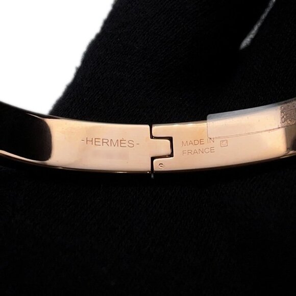 HERMES Mini Clic Chaine d'Ancre Bracelet Size PM Metal/Enamel Orange/Gold - Picture 6 of 9